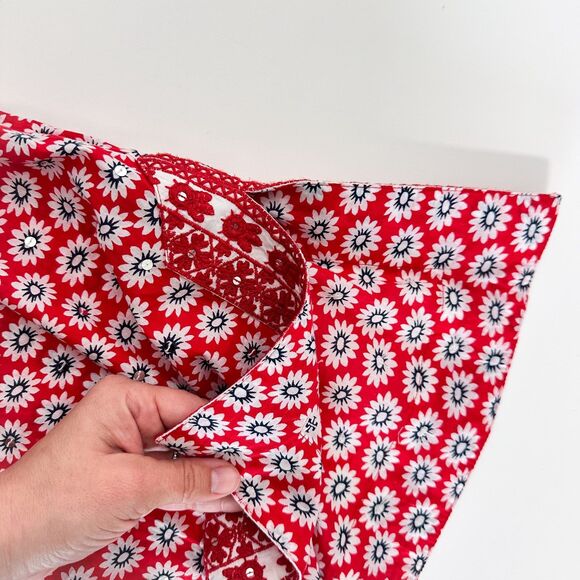 Tory Burch Jayne Mod Flower Embellished Tunic Top Sz 0 Cotton Mod Floral Boho - Picture 10 of 12